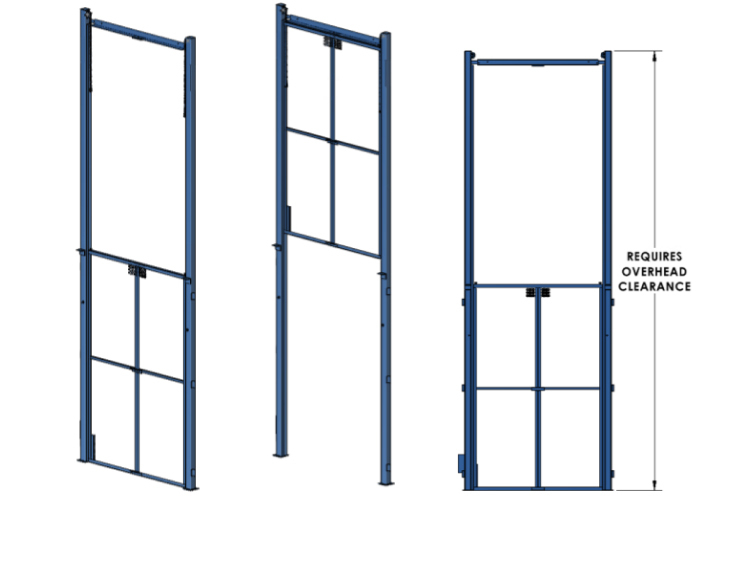 Single panel vertical acting gate.